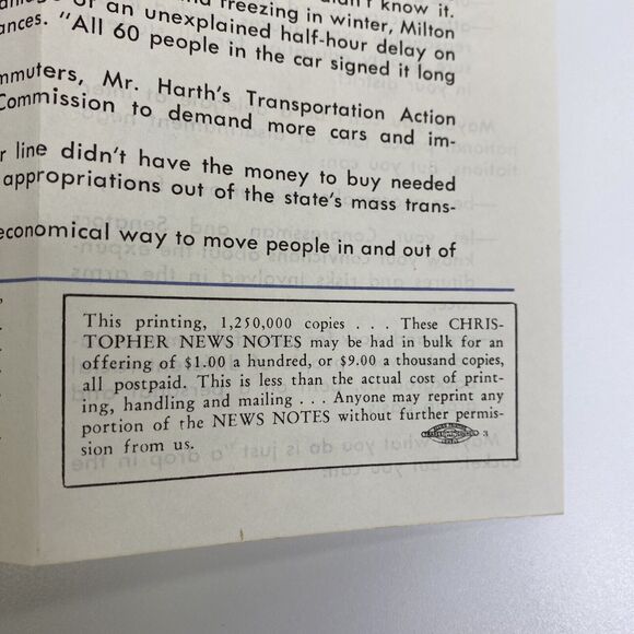 Vtg Jan Feb 1970 Christopher News Notes Pamphlet A Drop In The Bucket Political - Picture 10 of 11